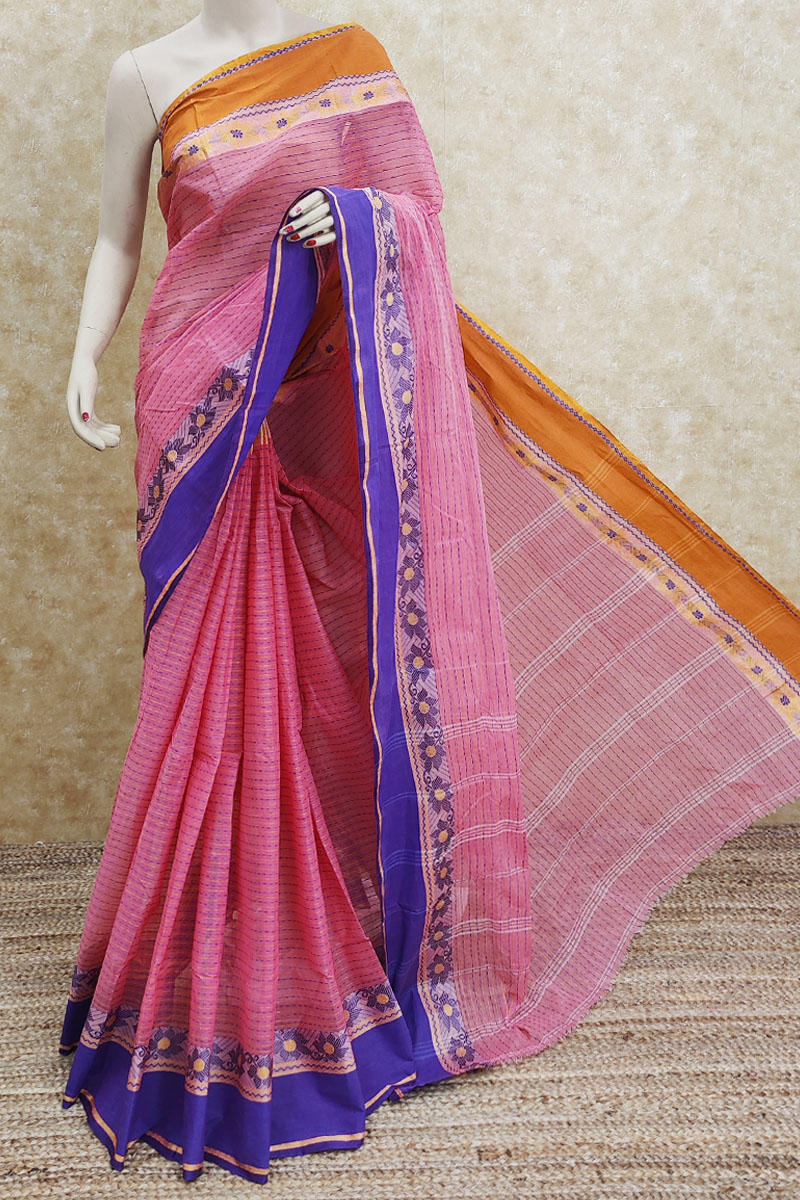 Pink Colour Bengoal Handloom Cotton Saree (without Blouse) Mc251982